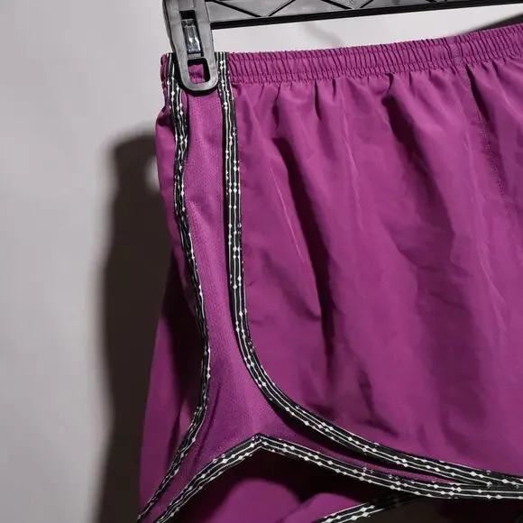 Nike Dri-Fit Purple Shorts Running Lined Black Hem Side Vents Womens L 80s Vibe - Picture 3 of 7